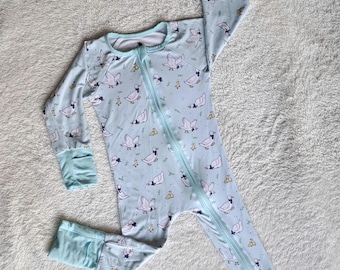 Lucky Ducky Zippy - Bamboo Baby Onesie, Sleeper Outfit, Super Soft
