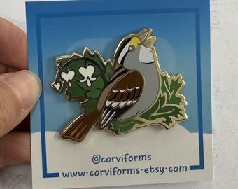 White Throated Sparrow x Bleeding Heart Enamel Pin