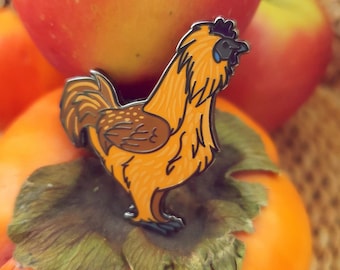 Silkie Rooster Chicken Bird Hard Enamel Pin
