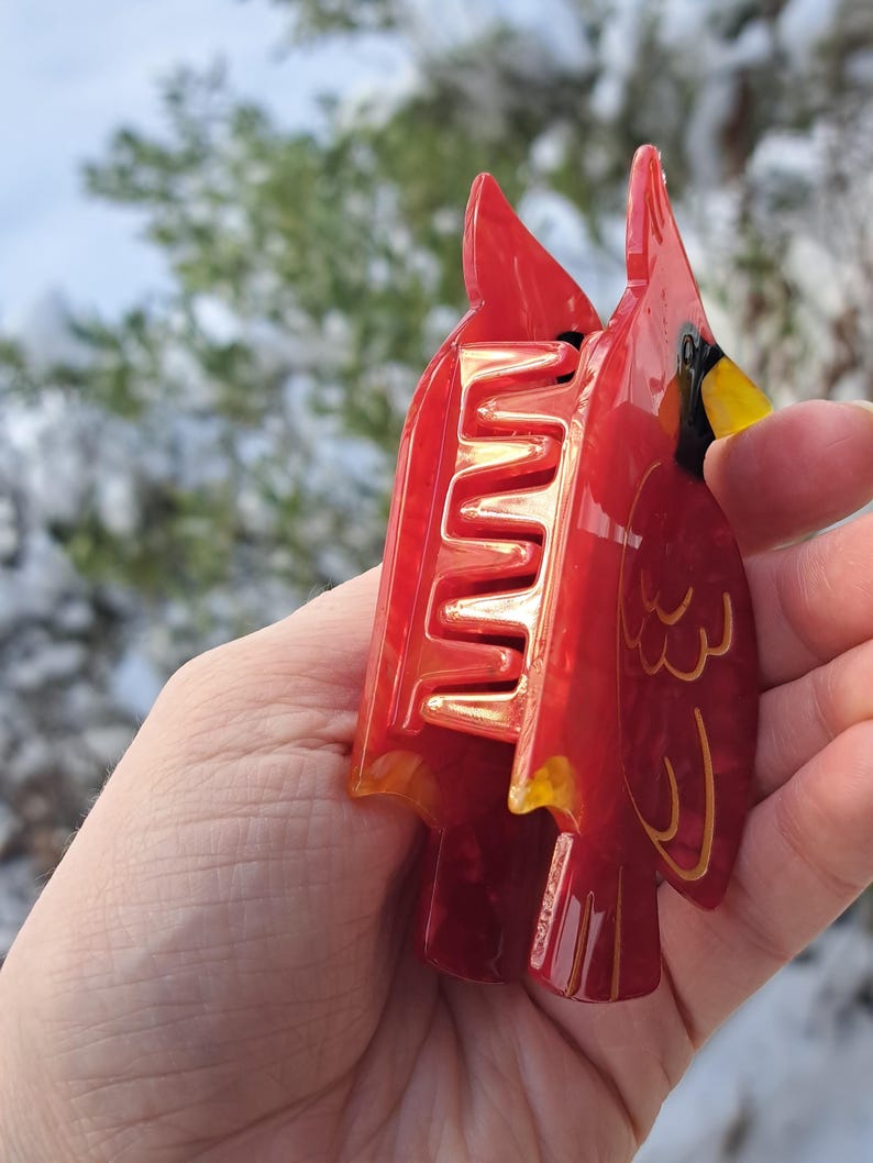 Cardinal Claw Clip - Red Bird Hair Accessory - Etsy
