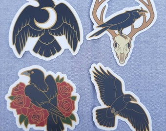 Crow & Raven Stickers - Black Variants