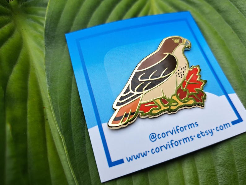 Crescent Hawk Pin Red Tailed Hawk X Maple Enamel Pin - Etsy