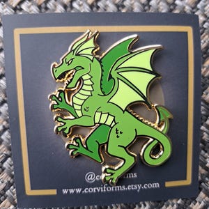 Dragon 2" Enamel Pin - fantasy heraldry heraldic rampant mythical animal