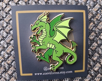 Dragon 2" Enamel Pin - fantasy heraldry heraldic rampant mythical animal