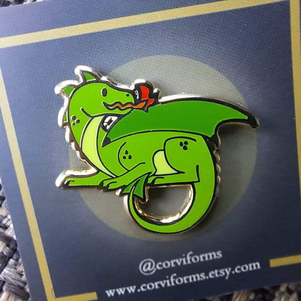 Kleiner Drache Emaille Pin - Fantasy Heraldik Wappentier