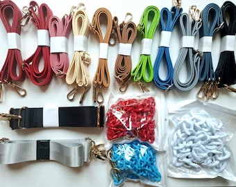 Bag Straps- Faux Leather, Acrylic Chain, Polyester Waist Strap- adjustable 48in+, gold hardware