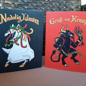 Biglietti Krampus e Mari Lwyd - Set da 6 o 12 - Biglietto di auguri per le festività natalizie e di Yule Krampusnacht