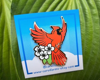 Cardinal Enamel Pin bird songbird