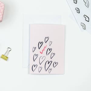 Carte Valentine's Day - Heart - Fait main, carte postale, carte à message, handmade, love, saint valentin, amour, coeur, papeterie