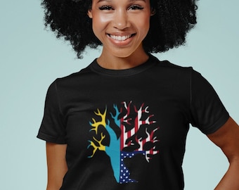 Bahamian American Flag Tree Short-Sleeve Unisex T-Shirt