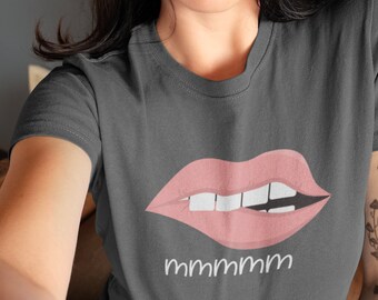 Sexy bijtende lippen Flirty Korte-Mouw Unisex T-shirt