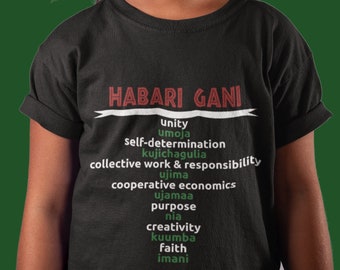 Kwanzaa Principles Habari Gani Kids Heavy Cotton Tee