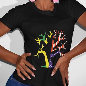 Jamaican American Flag Tree Short-Sleeve Unisex T-Shirt