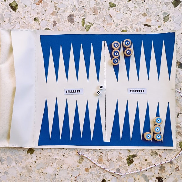 waterproof evil eye roll backgammon,  greek tavli