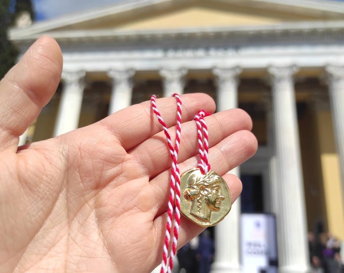 greek ancient coin - martaki necklace