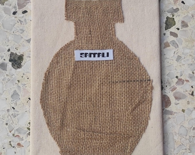 burlap greek ancient vase - textile collage