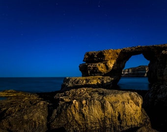 Giclée print Fine Art Azure Window. Island of Malta. Color printing. Fine Art Photography.