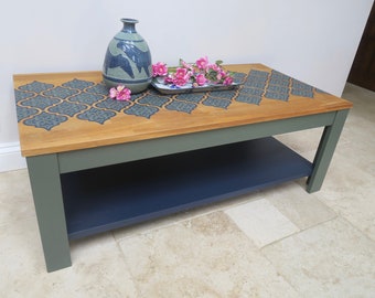 SOLD - Stencilled Coffee Table, Wooden Coffee Table - SOLD