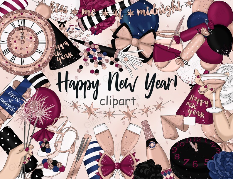 New year 2021 clip art new year clipart rose gold new year Etsy