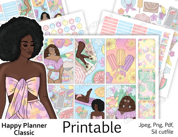 African American Happy Planner Classic Printable Stickers | Etsy