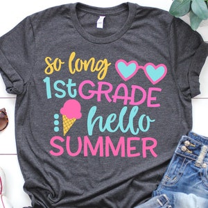 Dus lange 1e rang SVG, Hello Summer SVG, laatste dag van school, Summer break SVG, rechte outta eerste rang SVG cut-bestanden voor de Cricut, PNG, DXF