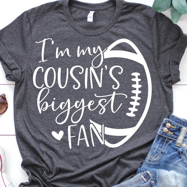 Football Cousin Svg, Im My Cousins Biggest Fan Svg, Football Svg, Football Brother Sister Svg, Game Day Shirt Svg Files for Cricut, Png, Dxf