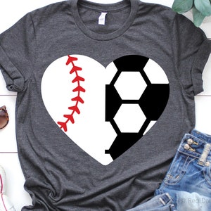 Baseball et football coeur SVG, Svg de baseball, football Svg, Baseball et football Svg, baseball coeur Svg, Svg de coeur de football, fichiers de coupe Svg, Dxf