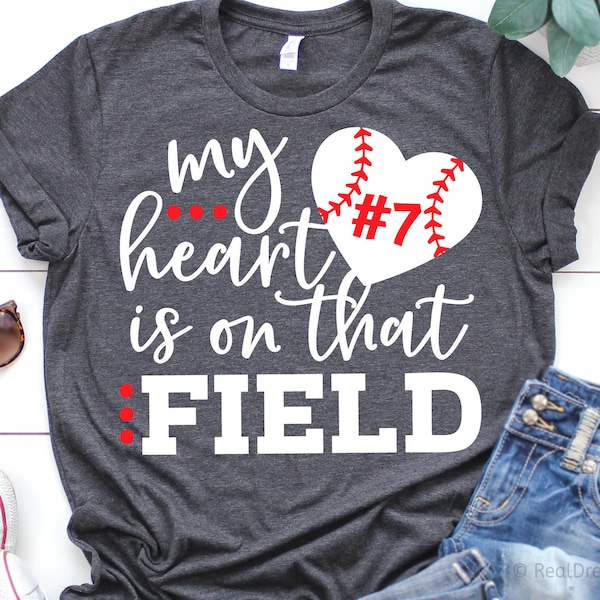 My Heart is on that Field Svg, Baseball Svg, Personalized, Baseball Mom Svg, Baseball Shirt Svg, Baseball Fan Svg Files for Cricut, Png, Dxf