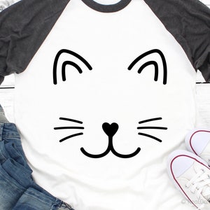 Cat Face Svg Cutfile Cat Whiskers Svg Kitty Svg Cat Svg Kitten Lashes Svg Png Shirt Iron-On Svg File for Cricut Silhouette Png Heat Transfer