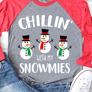 Chillin’ with My Snowmies Svg, Snowman Svg, Kids Christmas Svg, Boy Winter Shirt, Boy Holidays Svg, Snow Cute Svg Files for Cricut, Png, Dxf