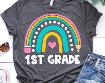 1st Grade Rainbow Svg, 1st Grade Svg, Girl 1st Grade Svg, Back to School Svg, School Svg, First Day of School Svg, Cut File for Cricut, Png