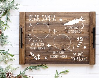 Vassoio di Babbo Natale SVG, Vassoio di Natale SVG, Natale per bambini SVG carino, Biscotti di Babbo Natale al latte, Renne Carota, File SVG per bambina per Cricut, PNG, DXF