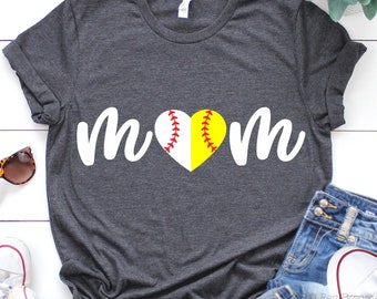 Baseball Mom Svg, Baseball Softball Half Heart, Funny Softball Mom Shirt Svg, Biggest Fan Svg, Baseball Mama Svg Files for Cricut, Png, Dxf