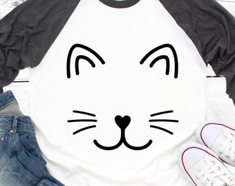 Cat Face Svg Cutfile Cat Snorharen Svg Kitty Svg Cat Svg Kitten Wimpers Svg Png Shirt Iron-On Svg Bestand voor Cricut Silhouet Png Heat Transfer