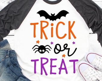 Trick or Treat Svg, Kids Halloween Svg, Halloween Costume Svg, Funny Svg, Baby Girl Halloween, Boy Scary Shirt Svg File for Cricut, Png, Dxf