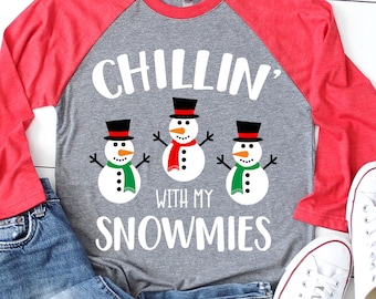 Chillin' with My Snowmies Svg, Snowman Svg, Kids Christmas Svg, Boy Winter Shirt, Boy Holidays Svg, Snow Cute Svg Files for Cricut, Png, Dxf