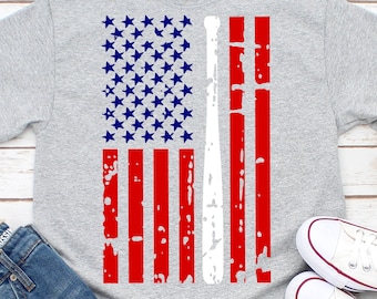 Baseball Flag Svg, US Flag Svg, 4th of July Svg, Distressed, Grunge Baseball Shirt Svg, July Fourth Svg Cut Files for Cricut, Png, Dxf