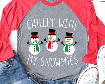 Snowman Svg, Chillin con mis munieuis Svg, Niños Navidad Svg, Camisa de Invierno Svg, Boy Holidays Svg, Nieve Lindo Archivos Svg para Cricut, Png, Dxf
