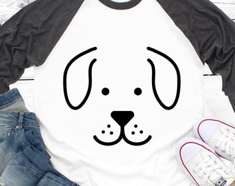 Hond Gezicht Svg Cut Bestand, Cute Dog Face Svg, Puppy Svg, Kids Dog Shirt Svg, Mannelijke Hond Svg, Hond Gezicht Silhouet, Svg Bestanden voor Cricut, Png, Dxf