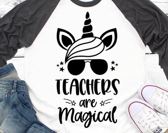 Unicorn Teacher Svg, , Teacher Shirt Svg, Teachers are Magical, Funny Teacher Gift Svg, Back to School Svg Cut Files for Cricut, Png, Dxf