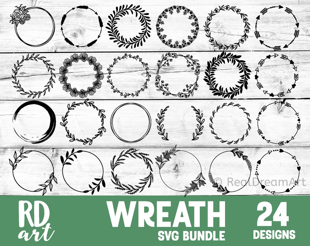 Wreath Bundle Svg, Circle Svg, Floral Wreath Svg, Wedding Wreath Svg ...