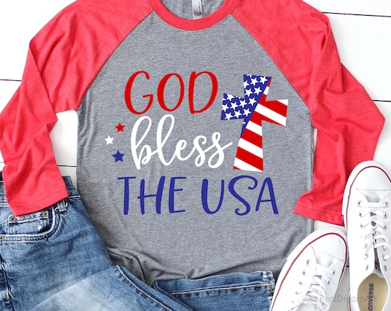 God Bless the USA Svg 4th of July Svg Red White and Blessed | Etsy