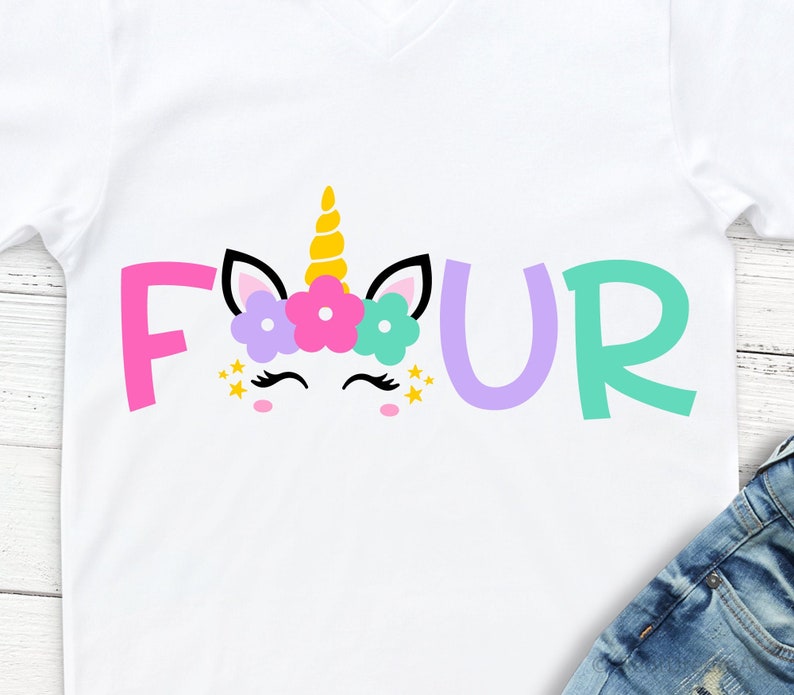 Download Fourth Birthday Svg 4th Birthday Unicorn Svg Birthday | Etsy