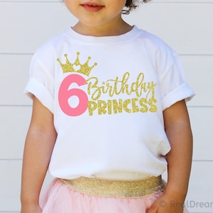 Zesde verjaardag prinses Svg, 6e verjaardag Svg, prinses Svg, baby meisje verjaardagsfeestje, kroon Svg, verjaardag Shirt Svg gesneden bestanden voor Cricut