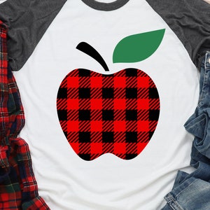 Buffalo Plaid Apple Svg, Teacher Svg, School Teacher Gift Svg, Appreciation Design, Kids Funny Svg Cut Files for Cricut, Png, Dxf