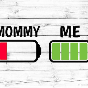 Mama en ik Svg-batterij bijna leeg Svg mama & baby bijpassende familie Png moeder zoon moeder dochter Shirt Svg-bestand voor Cricut lege batterij knippen