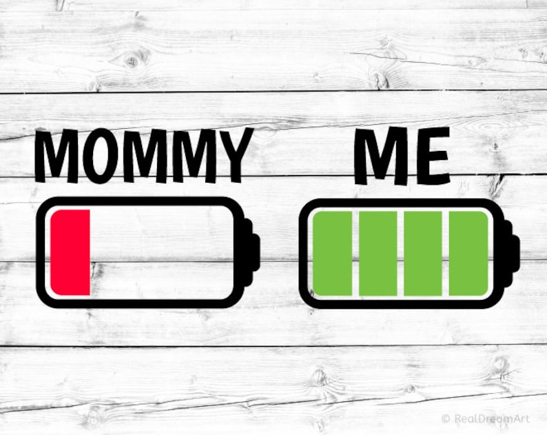 Mommy and Me Svg Battery Low Svg Mommy & Baby Matching ...