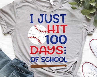 I Just Hit 100 Days of School Svg, Funny Svg, Boy 100 Days Shirt Svg, 100th Day, 100 Days Smarter, Baseball Svg File for Cricut, Png, Dxf