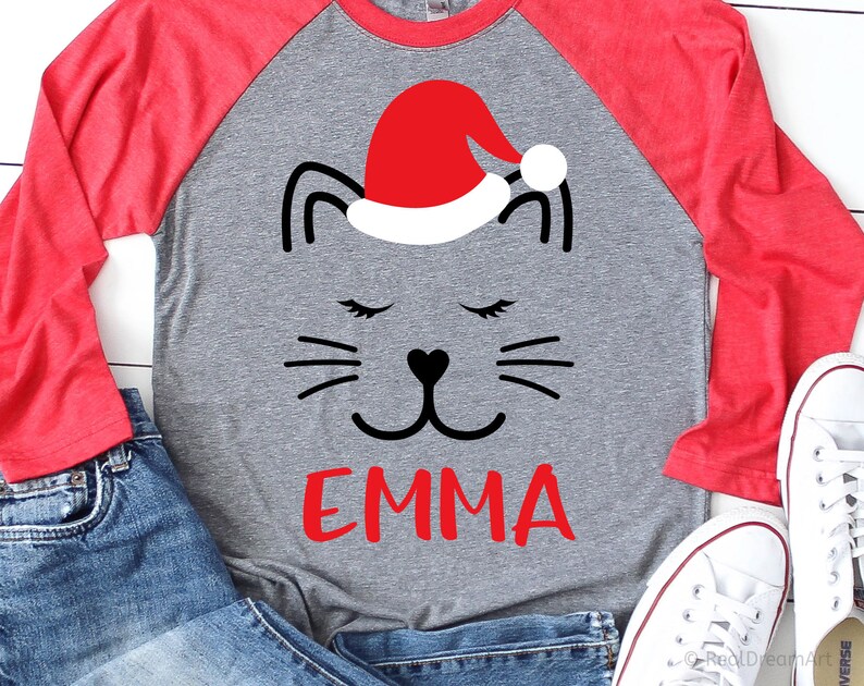 Download Cat Face Svg Christmas Svg Santa Hat Svg Kitty with Lashes ...