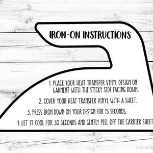 Iron-On Instructions Svg Iron-On Heat Transfer Vinyl Svg Iron-On HTV Svg Care Instructions Card Svg for Cricut Svg Silhouette Apply HTV Png